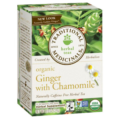 Traditional Medicinals Organic Ginger With Chamomile Tea - 16 Tea Bags